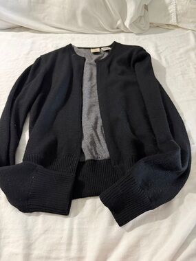 Classic Black Cardigan with Gray Lining SZ: XS